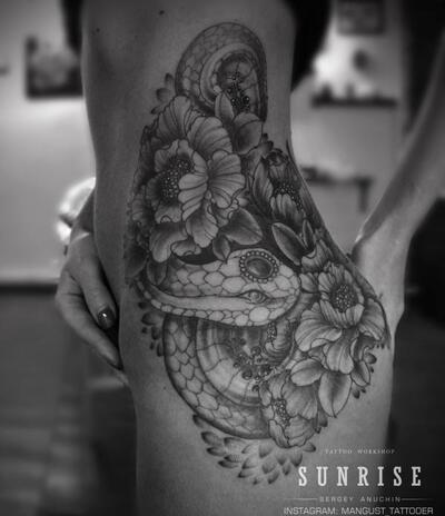 Snake & peonies