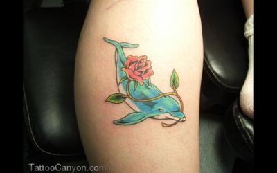 Дельфин с розой