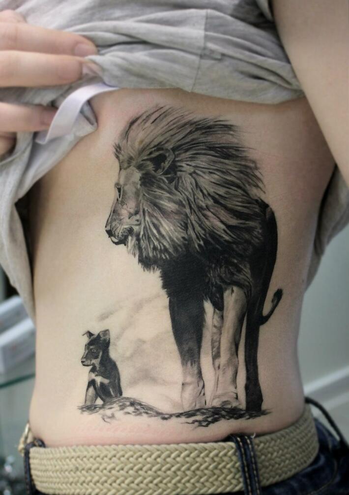 Фото тату Тату львы на боку