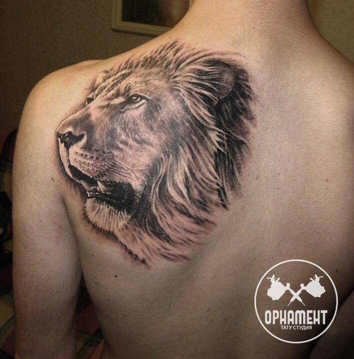 Татуировки львов на спине