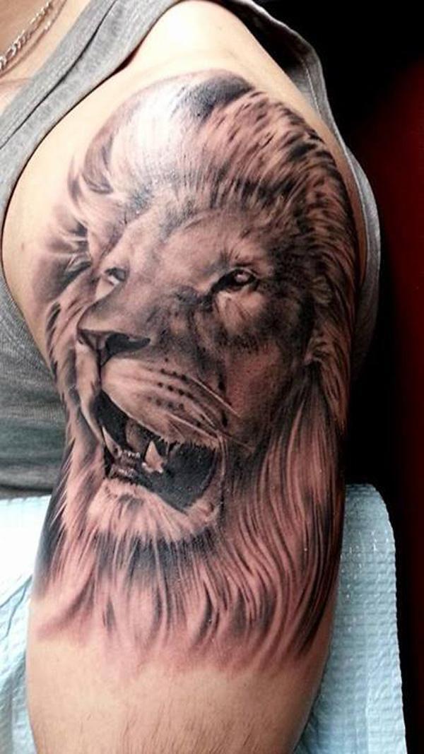 Фото тату Оскал льва на плече
