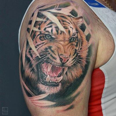 Татуировки оскал тигра