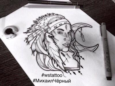 Тату девушки эскиз