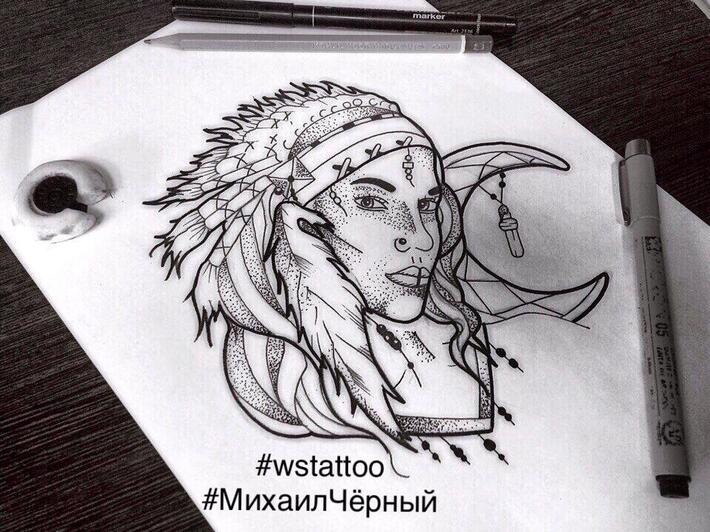 Фото тату Тату девушки эскиз