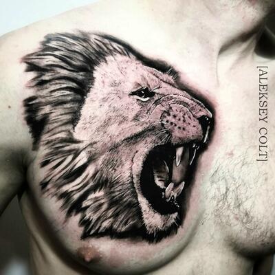 Тату (татуировки) Лев на груди: значение и эскизы для девушек и мужчин