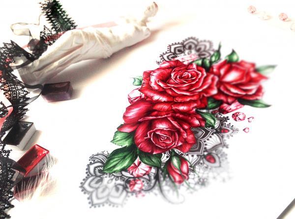 Бикини татуировки лист цветы кружева Лотос TM232