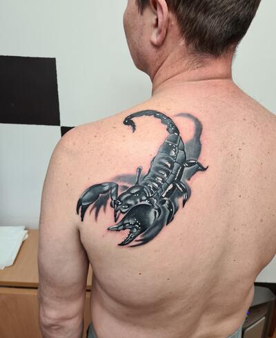 Строгие татуировки скорпиона для мужчин