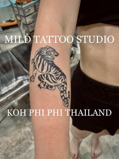 Tiger tattoo bamboo tattoo Tha