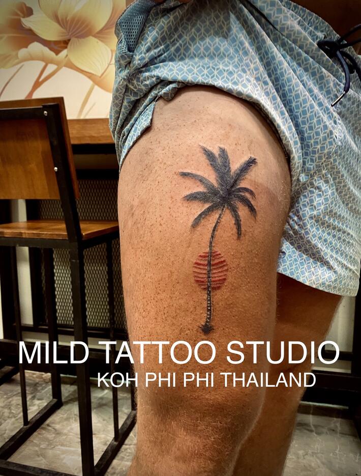 Фото тату Palm trees tattoo bamboo tatto