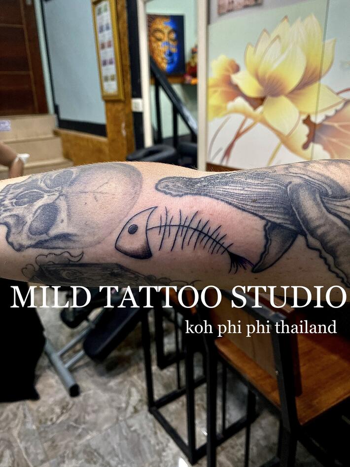 Фото тату Fish tattoo bamboo tattoo Thai