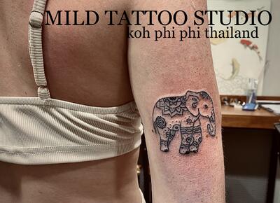 Elephant tattoo bamboo tattoo 
