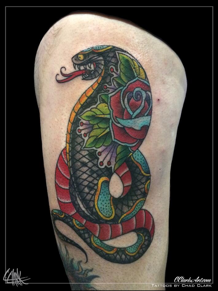  
#snaketattoo #rosetattoo #floridatattooartist #capecoral  #tophatclassictattoo #colortattoo  #traditional #traditionalsnaketattoo #traditionaltattoo 