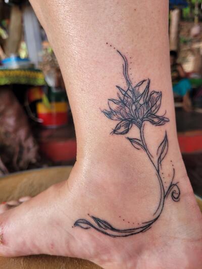 Sketch Lotus Ankle Tattoo - Th
