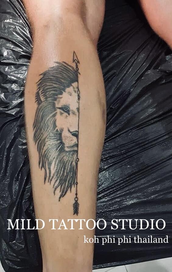Фото тату Lion tattoo bamboo tattoo Thai